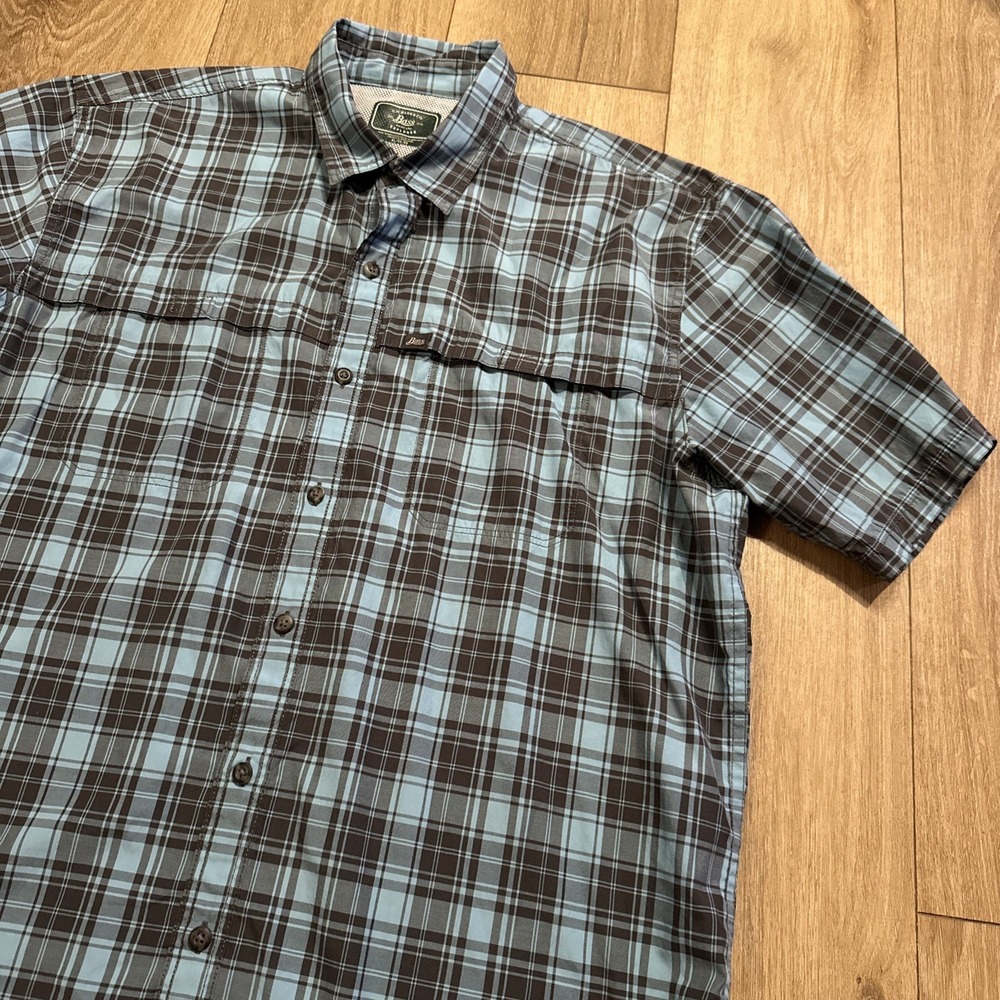 G.H. Bass & Co‎ Men's Explorer SS Button Fishing Hiking Plaid Shirt Blue XL